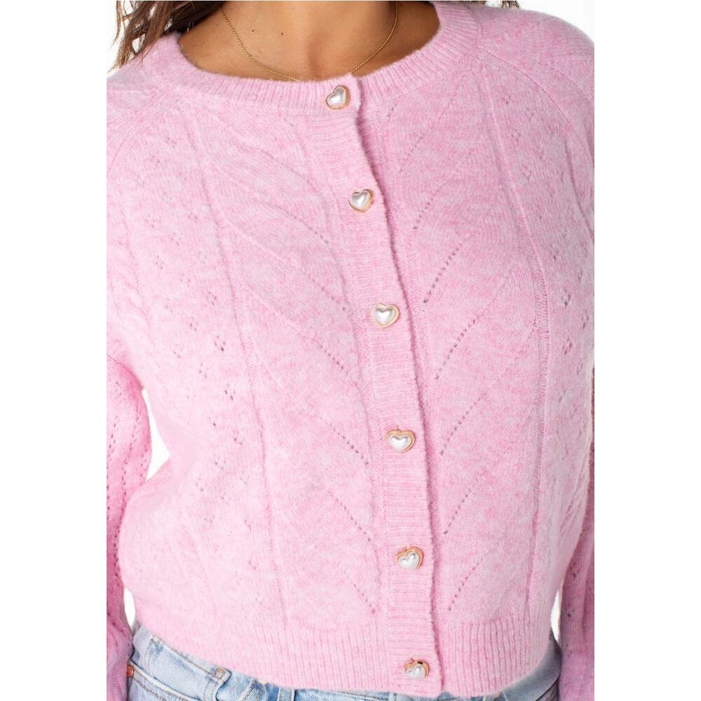 Celebrity Pink NWT Bubblegum Pink Cable Knit Cardigan Sweater in Women's Size M.